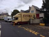We often get very tricky access jobs just like this one as you can see..... a very tight driveway that we wanted to get on so as not to block up the school entrance next door : Click Here To View Larger Image